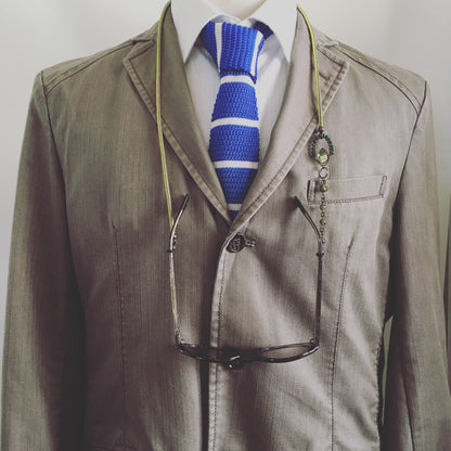 眼鏡ひも 組紐 絹 緑 ユリ ペリドット 眼鏡ストラップ・チェーン