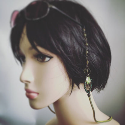 眼鏡ひも 組紐 絹 緑 ユリ ペリドット 眼鏡ストラップ・チェーン