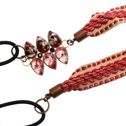 ヘアバンド 赤 リボン 葉っぱ ヘッドバンド