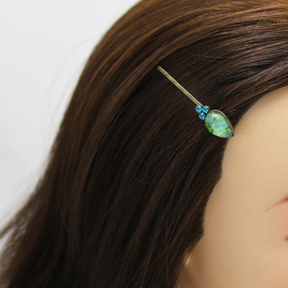 ヘアピン 緑 ユリ 丸 TAMARUSAN