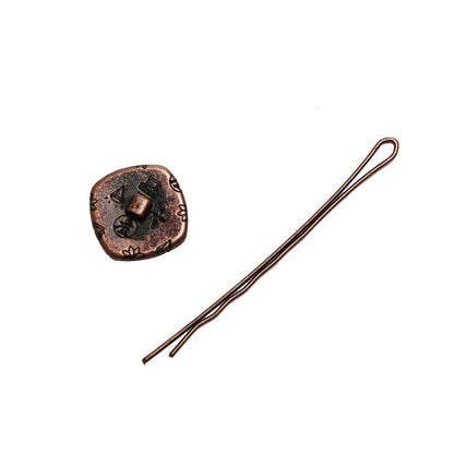 ヘアピン 赤 花 ユリ大人 アンティーク調 高級ヘアピン