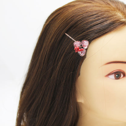 ヘアピン 珊瑚 ユリ 赤 花 アンティーク調 高級ヘアピン