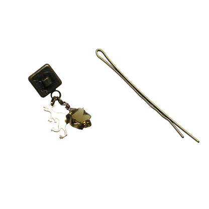 ヘアピン ユリ 恐竜 星 コニャッククォーツ 黄緑 TAMARUSAN