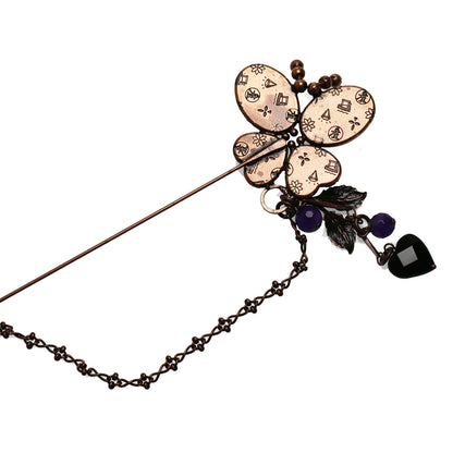 ハットピン 蝶 紫 アメジスト TAMARUSAN