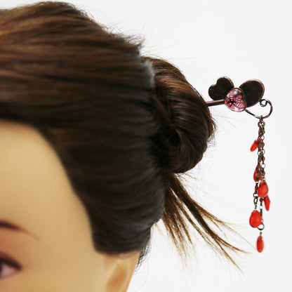 かんざし 蝶 赤 珊瑚 一本挿し TAMARUSAN