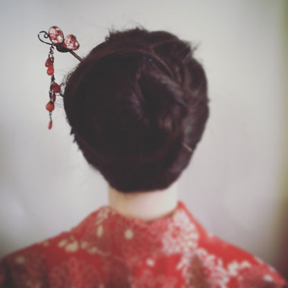 かんざし 蝶 赤 珊瑚 一本挿し TAMARUSAN