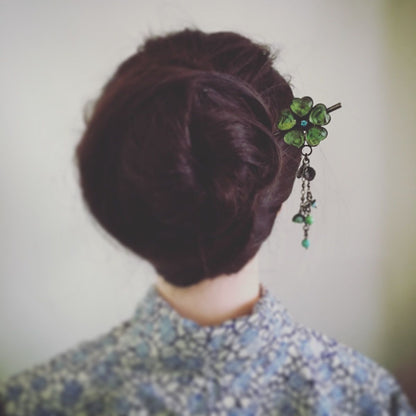 かんざし 花 黄緑 ユリ 一本挿し TAMARUSAN