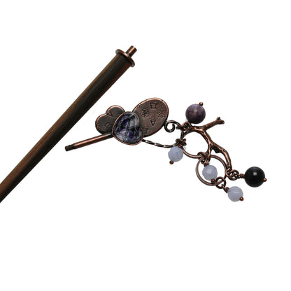 紫 片羽蝶 着せ替え木製かんざし 着せ替えかんざし ヘッド部分のみ