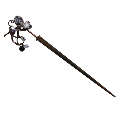 紫 片羽蝶 着せ替え木製かんざし 着せ替えかんざし