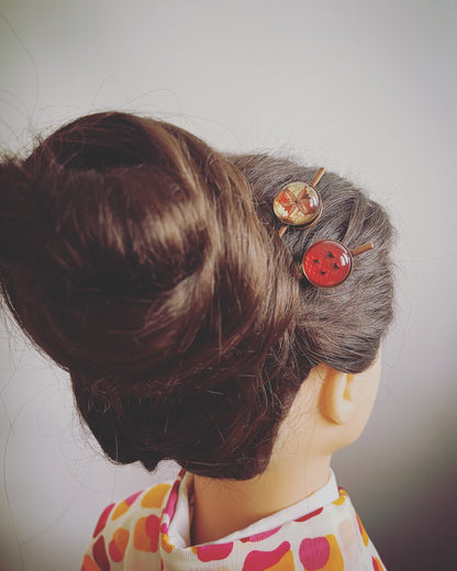 玉かんざし 赤 短め 2本セット TAMARUSAN