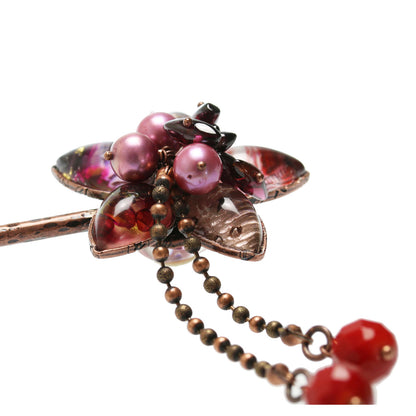 花 かんざし ピンク ガーネット TAMARUSAN