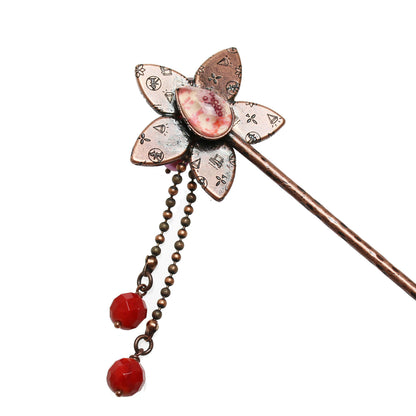 花 かんざし ピンク ガーネット TAMARUSAN