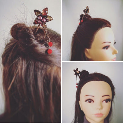 花 かんざし ピンク ガーネット TAMARUSAN