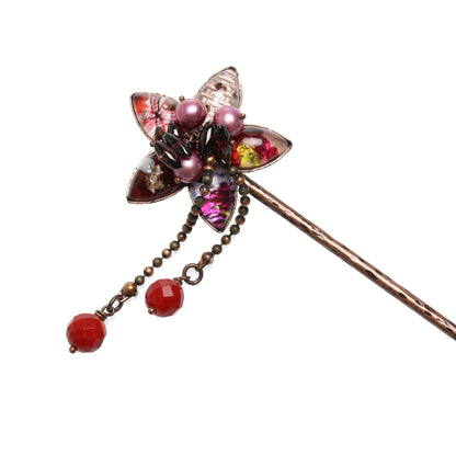 花 かんざし ピンク ガーネット TAMARUSAN