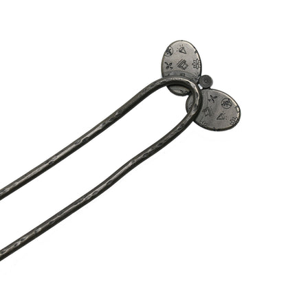 二股かんざし 葉っぱ 青 ユリ 二股かんざし