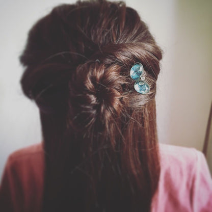 二股かんざし 葉っぱ 青 ユリ 二股かんざし