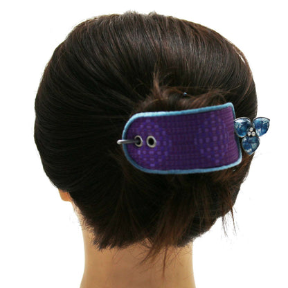 かんざしバレッタ マジェステ 紫 シルク TAMARUSAN