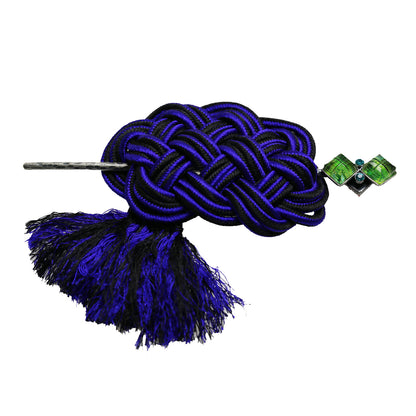 かんざしバレッタ 組紐 正絹 紫 黄緑 TAMARUSAN