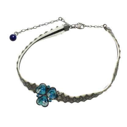 リボンチョーカー スミレ 青 ユリ レース TAMARUSAN