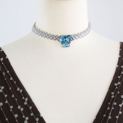 リボンチョーカー スミレ 青 ユリ レース TAMARUSAN