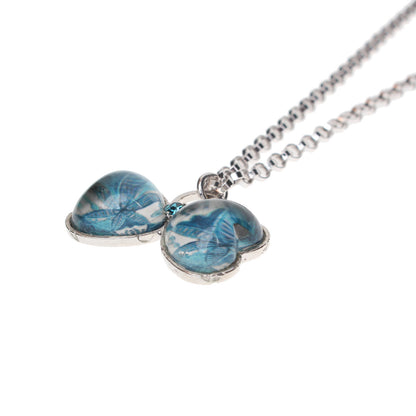 ネックレス リボン ユリ 青 TAMARUSAN