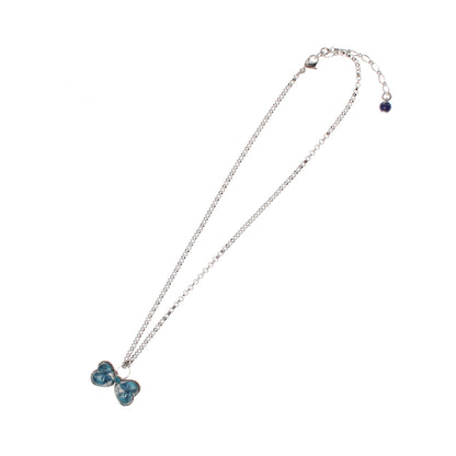 ネックレス リボン ユリ 青 TAMARUSAN