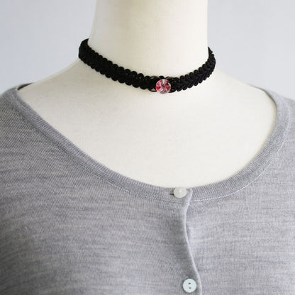 レースリボンチョーカー 赤 ユリ 珊瑚 TAMARUSAN