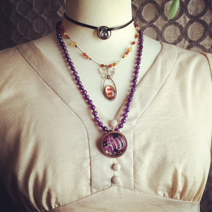 革紐チョーカー ユリ 紫 アメジスト TAMARUSAN