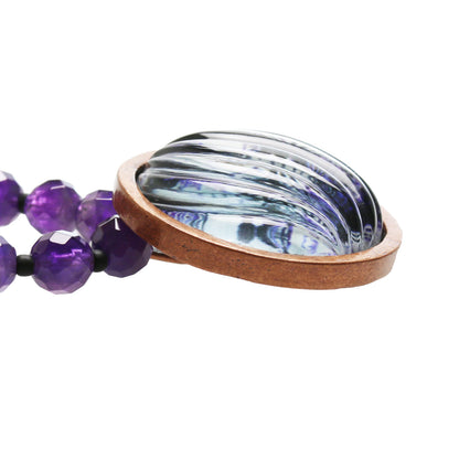 セミロングネックレス 紫 アメジスト ユリ 古希 TAMARUSAN