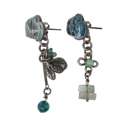 アシンメトリー 青 ピアス ハート アクアマリン アシンメトリーピアス