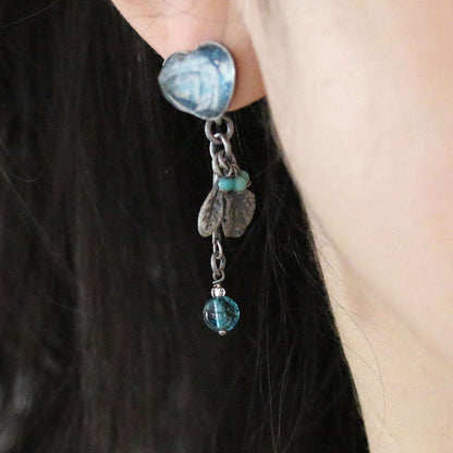 アシンメトリー 青 ピアス ハート アクアマリン アシンメトリーピアス