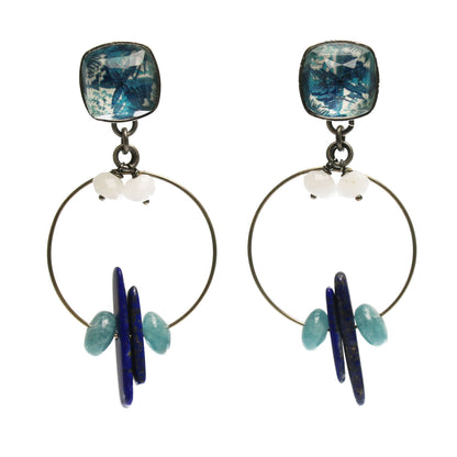 フープピアス 青 ラピスラズリ ユリ TAMARUSAN