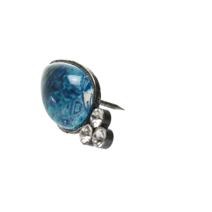 ピンブローチ ユリ 青 ラインストーン TAMARUSAN