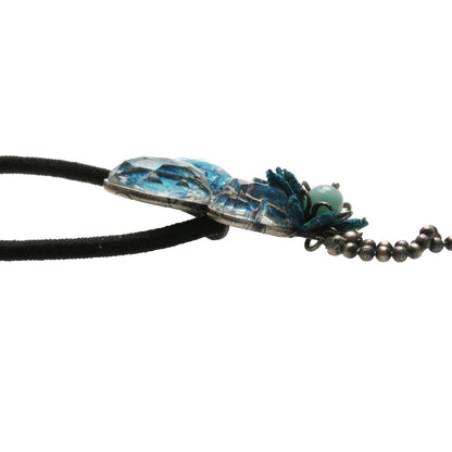 ヘアゴム 青 蝶 レース 花 華やか アンティーク風 TAMARUSAN