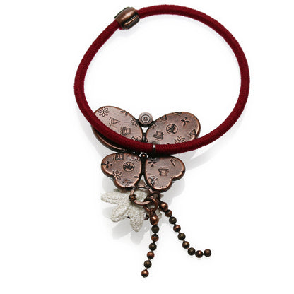 ヘアゴム 赤 華やか おしゃれ 蝶 レース 珊瑚 TAMARUSAN