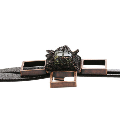 革紐ループタイ 紫 十字 ユリ アメジスト ループタイ