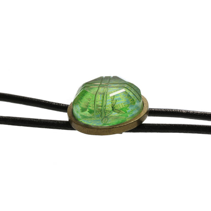 革紐ループタイ 黄緑 ユリ カジュアル ネクタイ TAMARUSAN