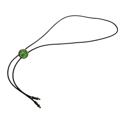 革紐ループタイ 黄緑 ユリ カジュアル ネクタイ TAMARUSAN