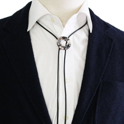 革紐ループタイ ユリ ドーナツ型 白 TAMARUSAN