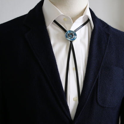 革紐ループタイ ユリ 青 男女兼用 クールビズ TAMARUSAN