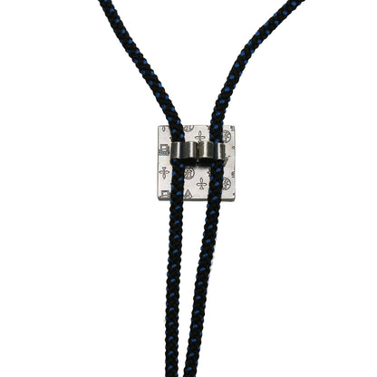 組紐ループタイ 青 正絹 四角 ユリ TAMARUSAN