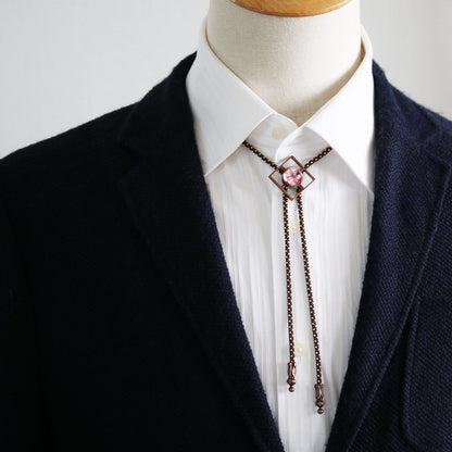 組紐ループタイ 赤 ユリ シルク 男女兼用 TAMARUSAN