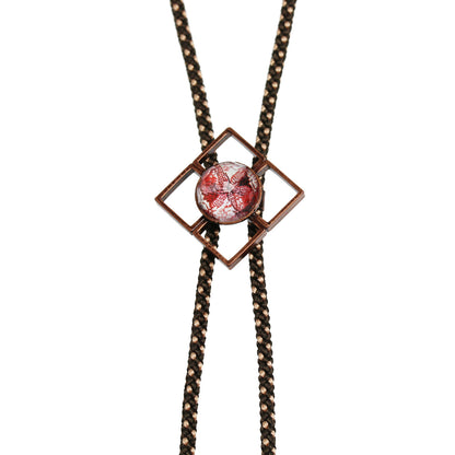 組紐ループタイ 赤 ユリ シルク 男女兼用 TAMARUSAN