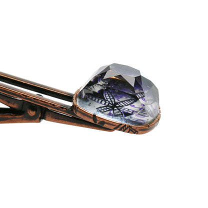 ネクタイピン ブローチ代わり 四角 ユリ 紫 TAMARUSAN