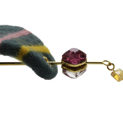 かんざしバレッタ グレー ウール シトリン かんざしバレッタ