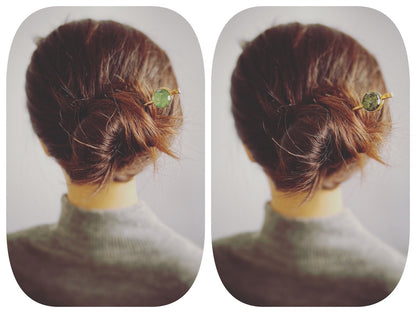 かんざしバレッタ 組紐 シルク 黄色 釉薬 TAMARUSAN