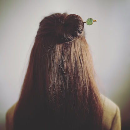 かんざしバレッタ 組紐 シルク 黄色 釉薬 TAMARUSAN