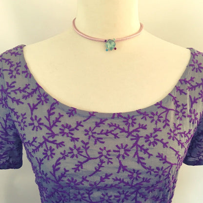 組紐チョーカー ピンク 水色 モノグラム アマゾナイト シルク TAMARUSAN