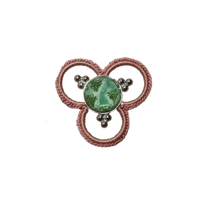 帯留め 水色 三輪 和装アクセサリー 絹糸 帯留め