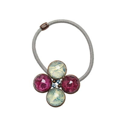 大きめ ヘアゴム 花 高級 水色 赤紫 おしゃれ 贈り物 TAMARUSAN